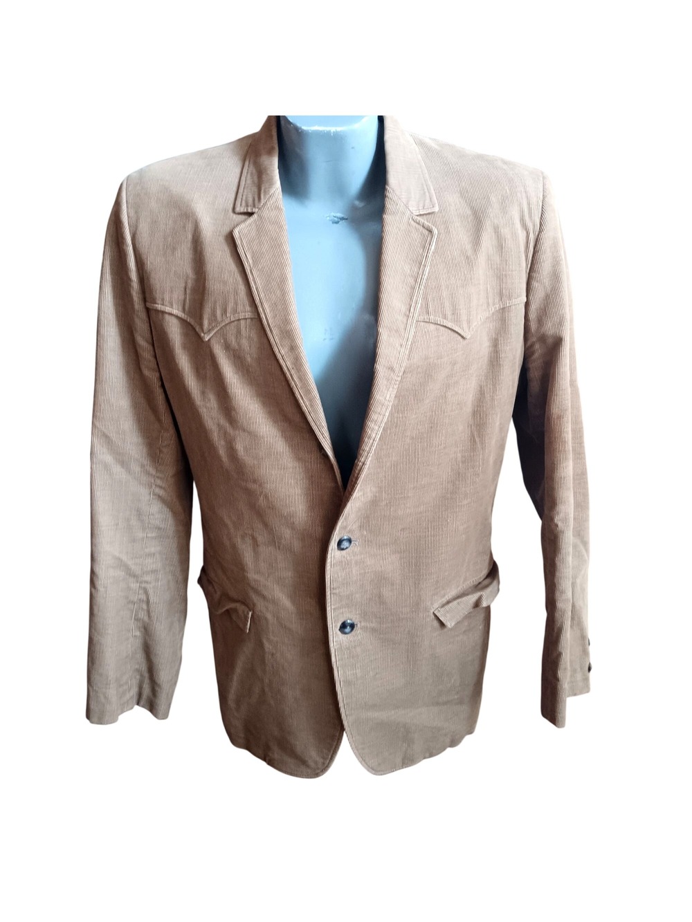Large Mens Cowboy Vintage Western Blazer Large Corduroy Lasso USA Jacket 1970's